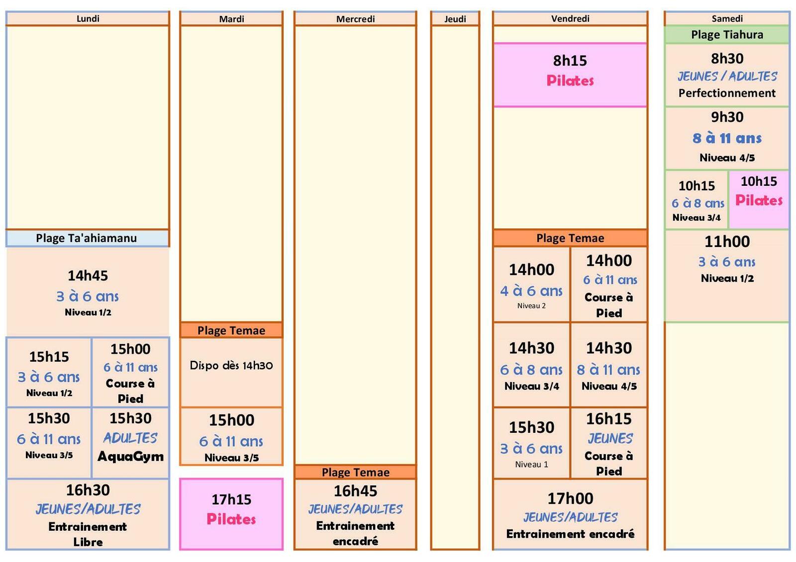 Les nouvelles horaires ! (Rentrée le 25 aout ;) )