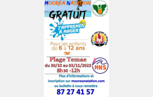 Stage gratuit natation de 6 a 12 ans