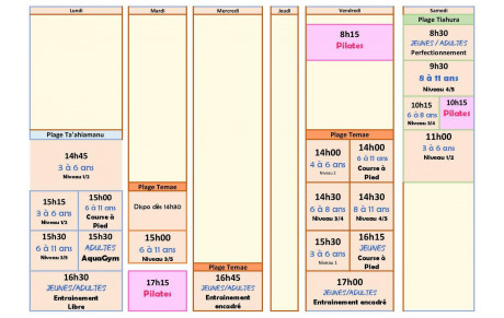 Les nouvelles horaires ! (Rentrée le 25 aout ;) )